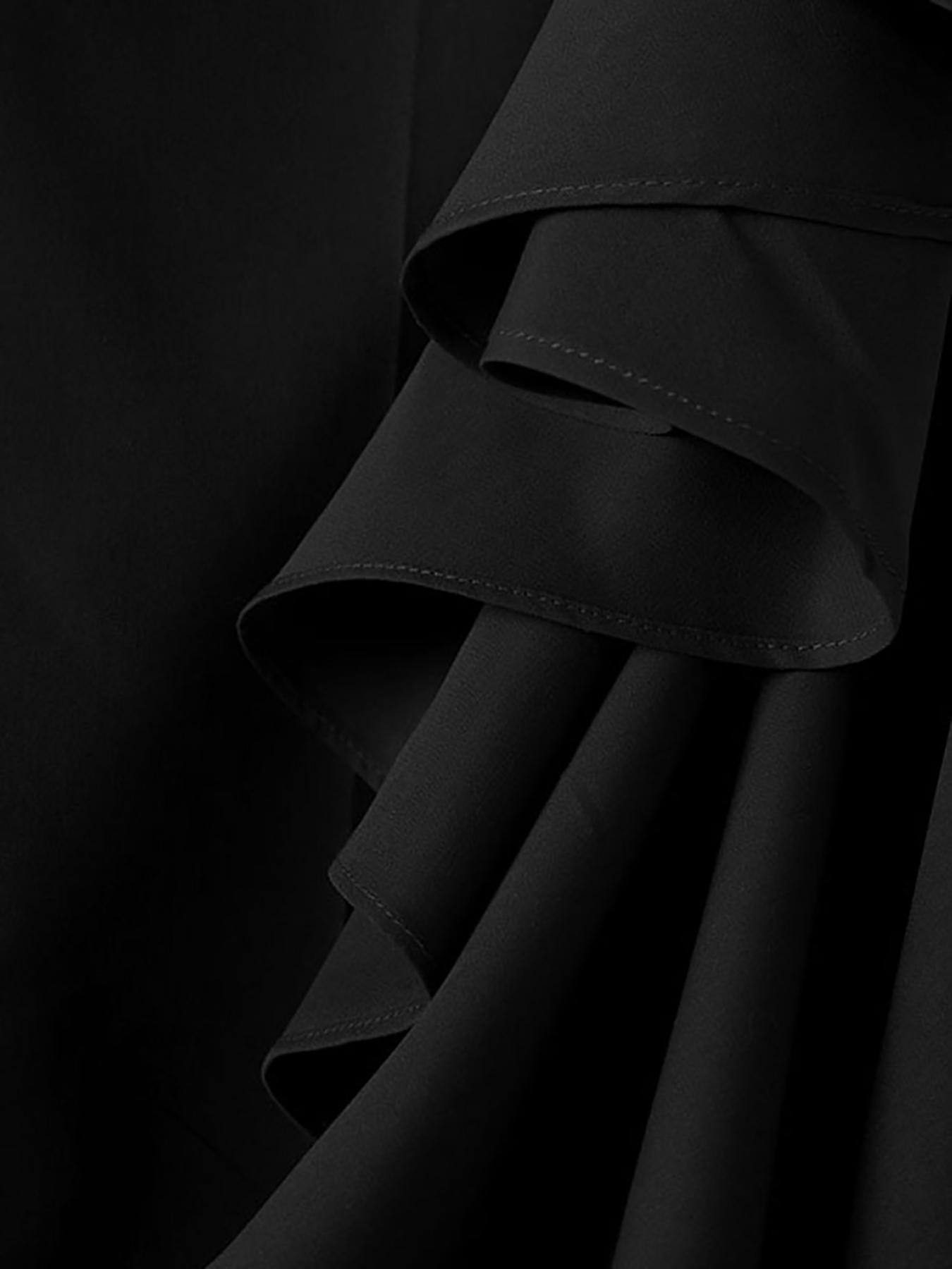 INCERUN Men's Fashion Frill Double Layer Solid Color Long Pants, Casual Button Trousers, Suitable for All Seasons Streetwear, Casual Wear, Comfortable and Stylish