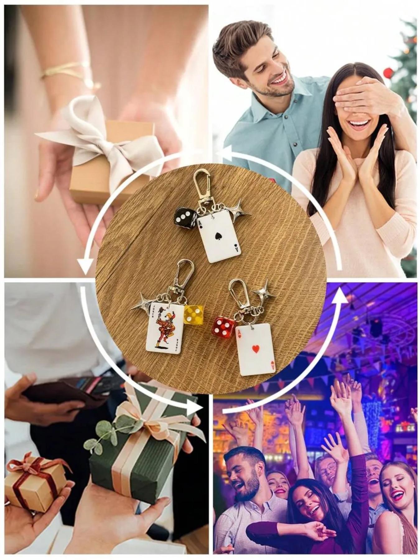 Poker Dice Keychain with Star Pendant, Diamond Club Alloy Design, Cute Gothic Style, Perfect for Bags Cars Phones School Accessories, Stylish Keychain, Bag Charm Keychain