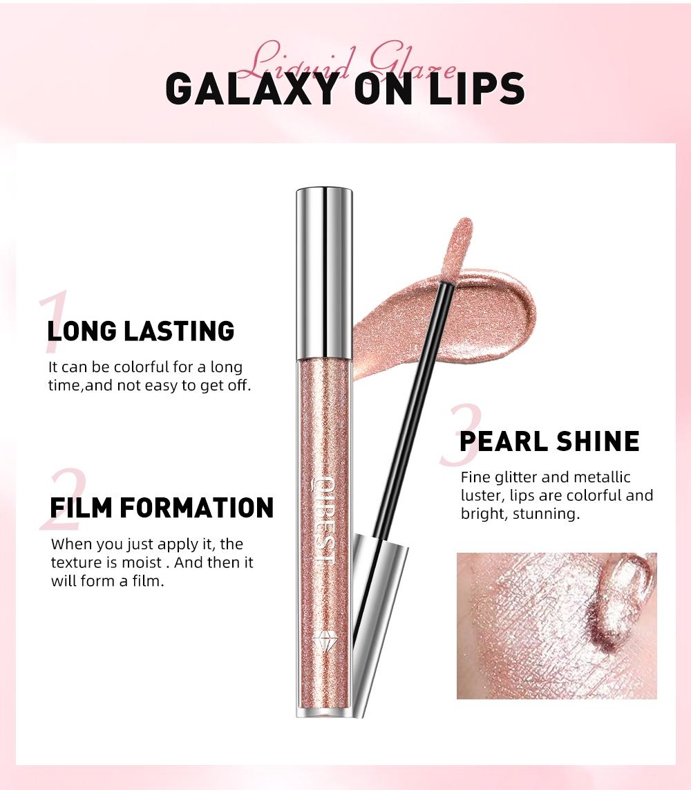 Liquid Lipstick Gloss, Dual-Use Eye Shadow and Lip Color, Long-Lasting, Easy Application, Shimmer Finish, Silver Gold Colors