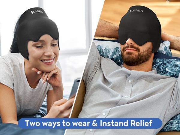 JPHYLL Migraine Headache Relief Cap Gel Ice Head Wrap for Tension Stress Relief Home Office Use Stretchable W Shape Design - Sleeping Eye Mask