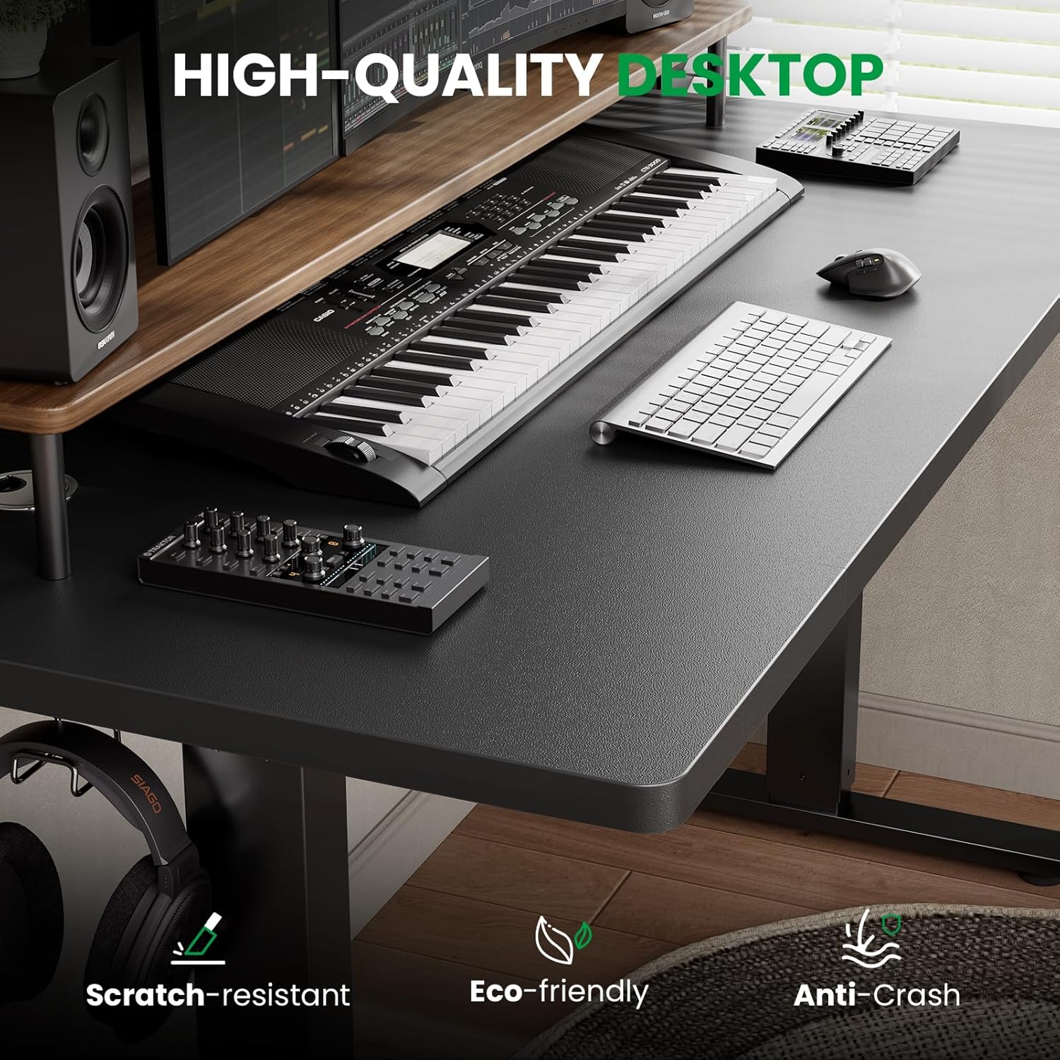 [Deals for You Days] SAIGO Electric Standing Desk,48 x 28 Large Electric Standing Desk, Height Adjustable Desk, 27.6" Deep Desktop, Stand up Gaming, 2 Hooks, 3 Preset Heights, for Home Office, Rustic Brown