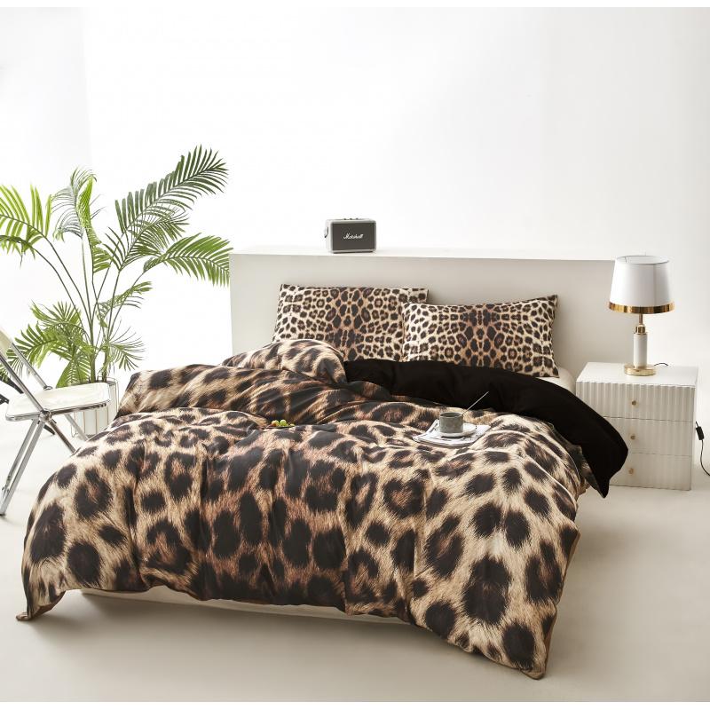 Leopard Print Bedding Set, 3 Counts/set Including 1Count Bedspread & 2 Counts Pillowcase without Filler,Soft Breathable Bedding Set for Bedroom