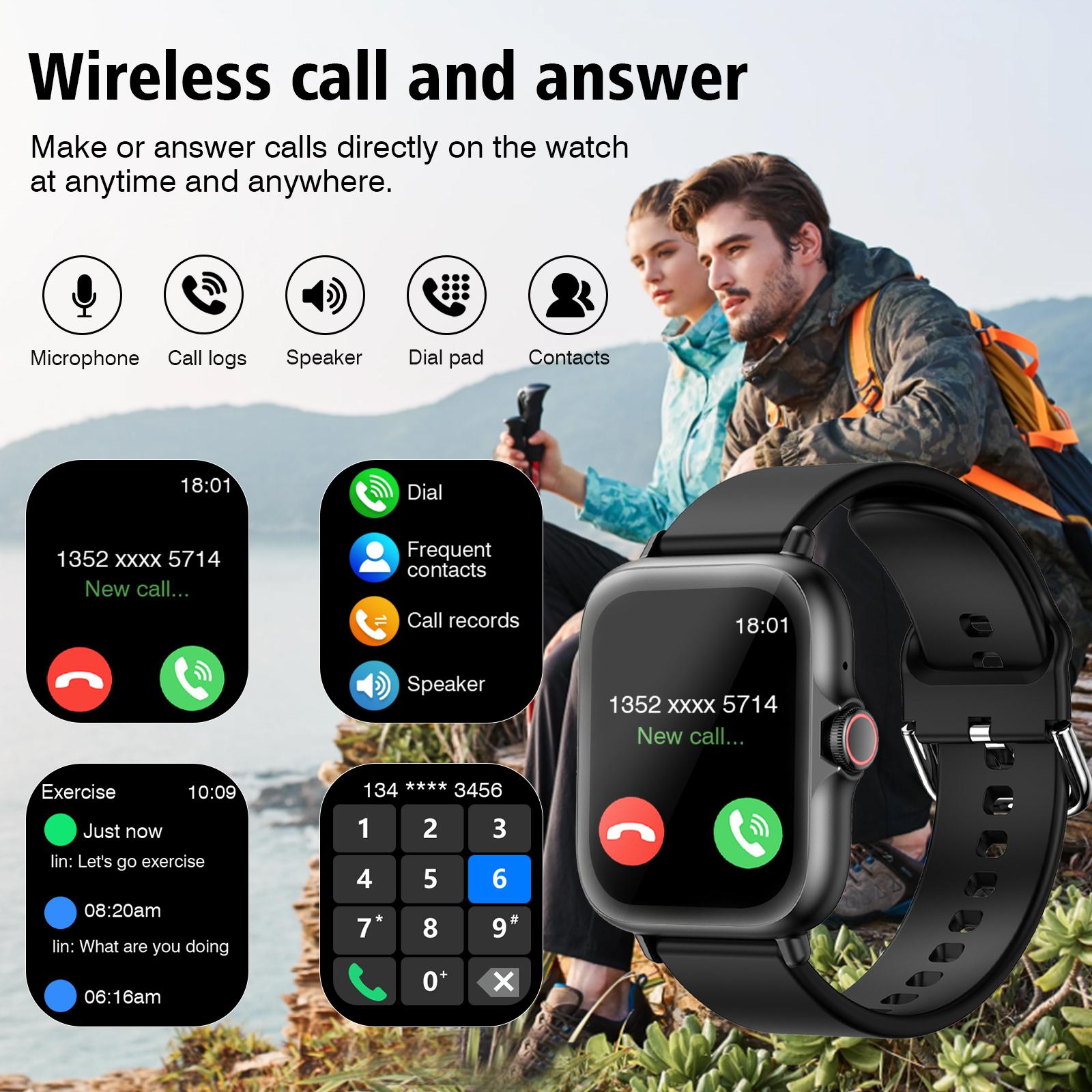 Universal Smart Watch for Android & iPhone | 1.83'' Touch Display | Multi-Function | Ideal Gift for Family & Lover