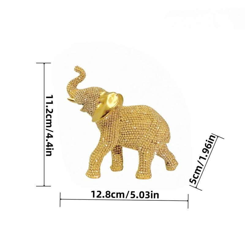 1pc Golden Beaded Elephant Statue & Luxury Rhinestone Figurine for Living Room, Home Office, Entryway - Elegant Feng Shui Decor, Glamorous Gift for Homeowners - Sparkling, Handcrafted, Ornament