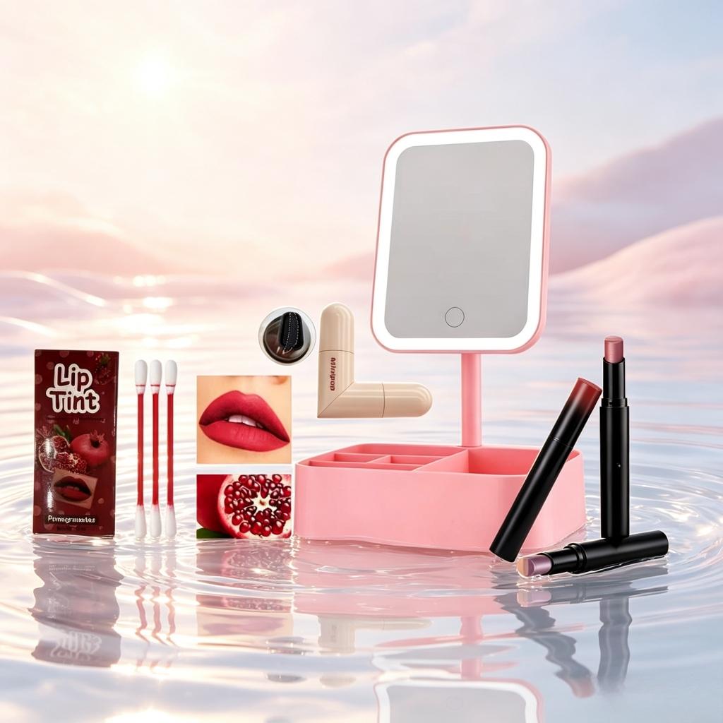 7-Piece Makeup Set, Includes Lipstick, Eyeliner, Eye Shadows, Mirror, Bag, Perfect for Romantic Occasions, Birthday Gift for Friends and Mom