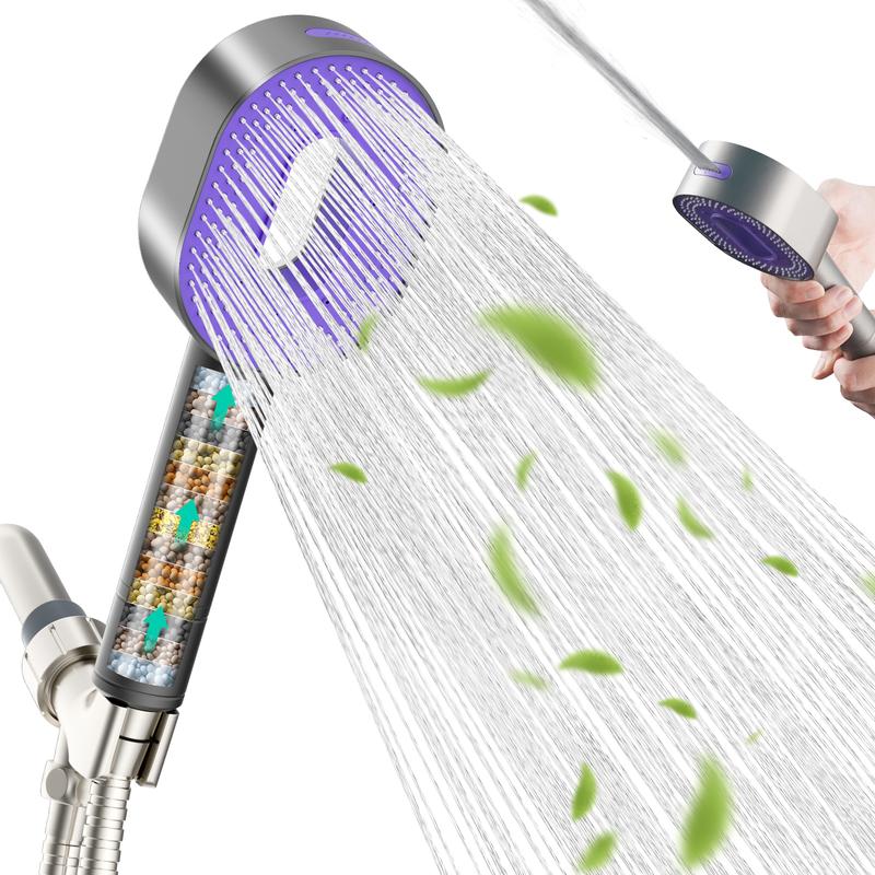 Hibbent Filtered Shower Head with Handheld, High Pressure Water Flow and Multiple Spray Modes Shower Head with Filter,20 Stage Showerhead Filter,Water Softener Filters Beads for Hard Water -Remove Chlorine