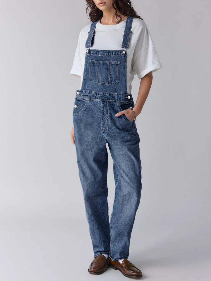 Women's Loose Fit Denim Overalls, Casual Fashionable Washed Jeans Pants, All-Season Versatile for Daily Wear & Dates