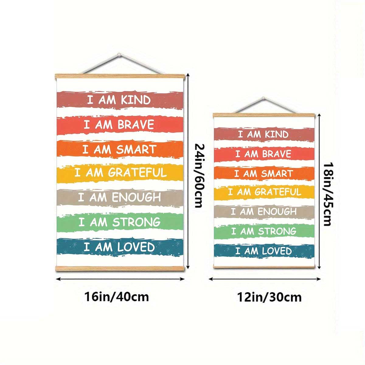 1pc Rainbow Affirmations Wall Art Print, Boho Classroom&Playroom Wall Decor, Decoration Items, Inspirational Quotes, Canvas Art With Frames