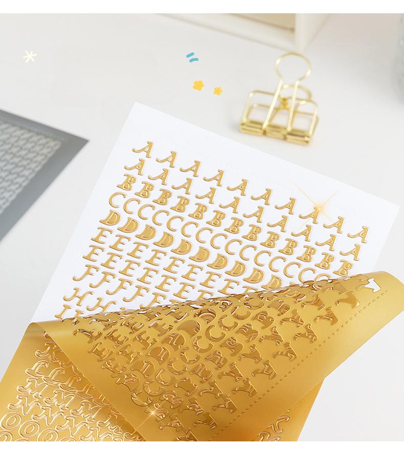 2/4Pcs Golden Silver Letter Number Stickers Bronzing Alphabet Scrapbooking Decorative Stickers DIY Diary Laptop Phone