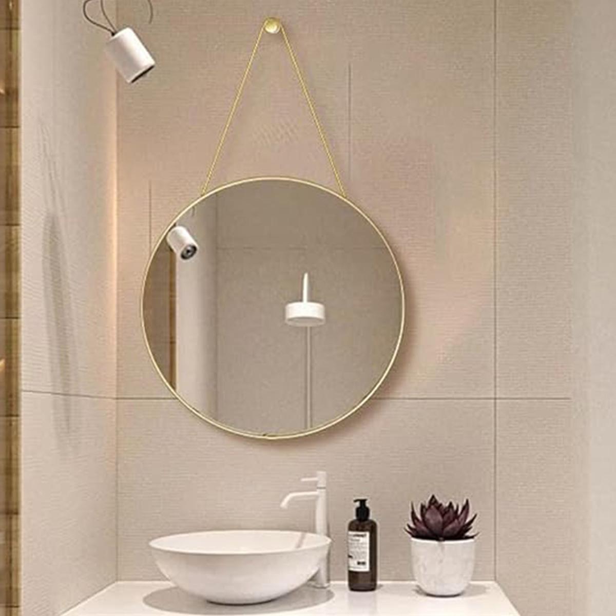 European Style Wall-Mounted Round Decorative Mirror, Resin Material, Bathroom Vanity Decoration, Home Art Accessory, Gift Idea