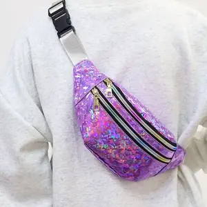 Sequined Waist Bag, Sparkling Holographic Crossbody Bag, Outdoor Sports, Casual Fashion, Travel, Commuting, Chest Bag, Phone Pouch, Belt Bag, Shoulder Bag, Zipper Fanny Pack