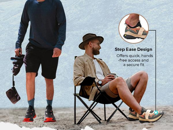 FitVille Men's Extra Wide Slip On Shoes Comfortable Orthopedic Hiking Sneakers with Arch Support Slip Resistant Trekking Walking Shoes for Travel Camping Slip-On Outdoor Explorer