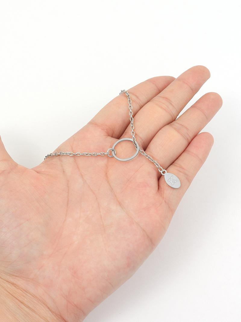 Simple Letter Pendant Necklace for Women, Necklace Initial, Round Charm Stainless Steel Jewelry for Party, Daily Clothing Decor, Trendy All-match & Exquisite Jewelry for Birthday Gift