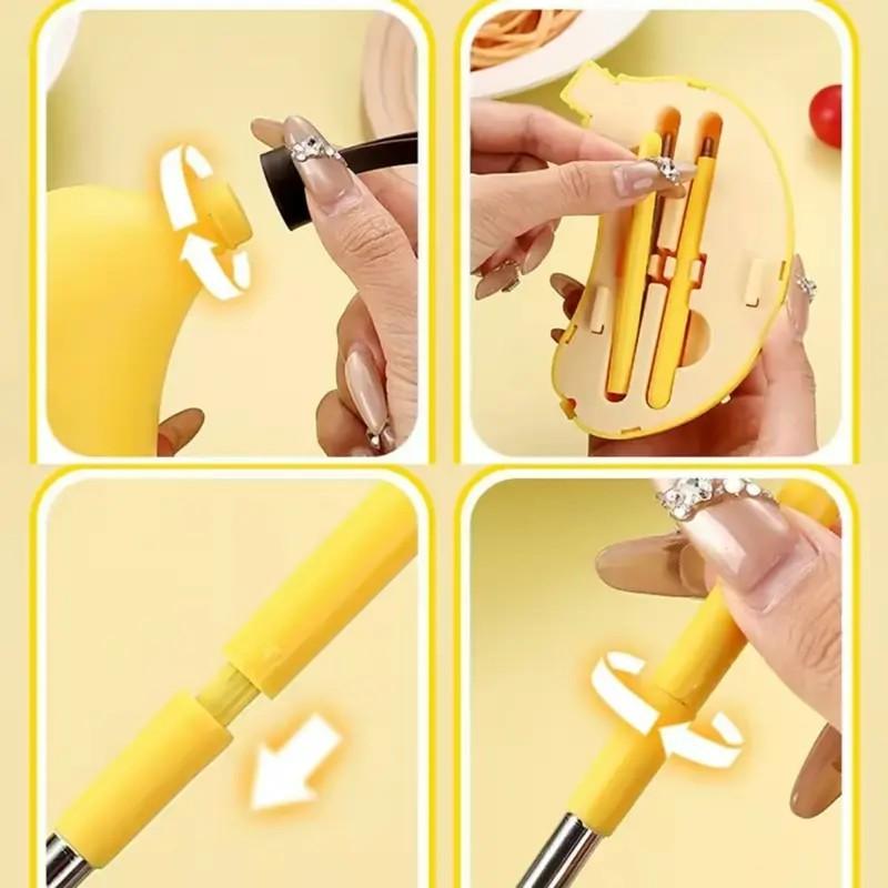 Portable Stainless Steel Cutlery Set, Reusable Folding Chopsticks and Spoon, Ideal for Picnics, Camping, Outdoor Activities, Lunch Boxes