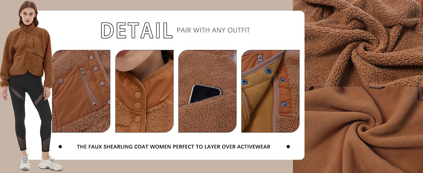 UANEO Women's Short Plush Wool Jacket With Lightweight Lining Casual And Warm Sherpa Jacket With Pockets For Winter TikTokShopBlackFriday