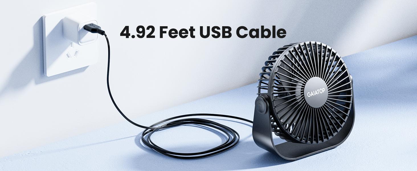 5.5in Compact Plastic Rotating Tabletop Fan for Indoor Recreation, USB-Powered with 3 Speeds, Rotatable Adjustable Head, Easy-Remove Washable Cover for Easy Blade Clean, Small Footprint Space-Saving Design, Desktop Cooling Fan, Usb Port