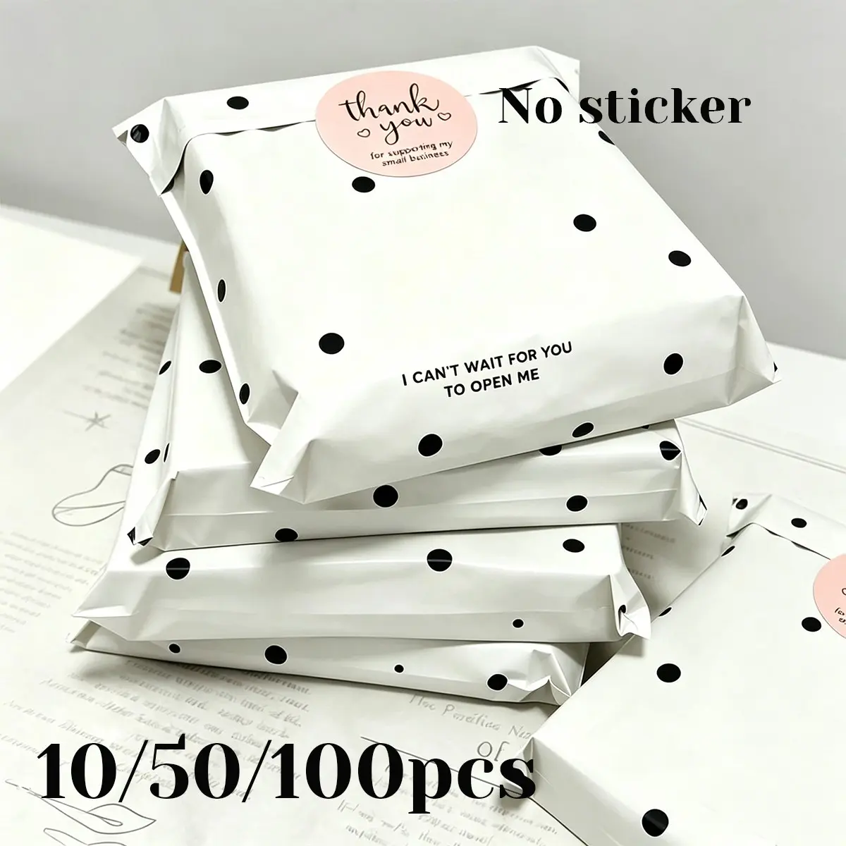 10/50/100 Pack Self-Adhesive Waterproof Mailer Bags, Thick Plastic Packaging, Leak-Proof & Tear-Resistant, Multi-Purpose for Office & Clothing