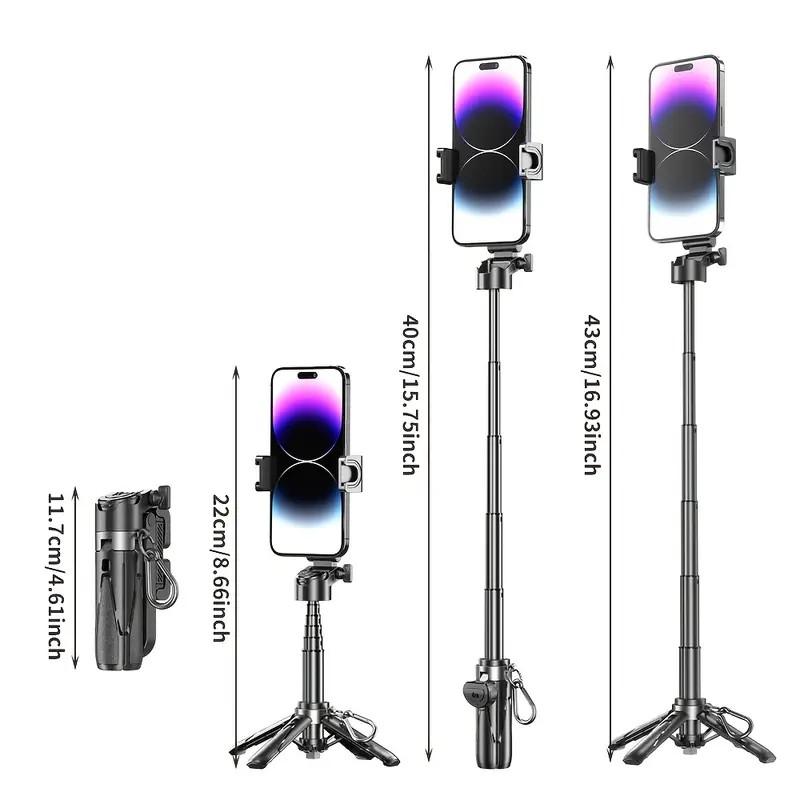 Portable Selfie Stick Tripod, Retractable Phone Tripod with Remote Control, Lightweight Travel Tripod for Video Recording & Photo Taking & Phone Live Streaming