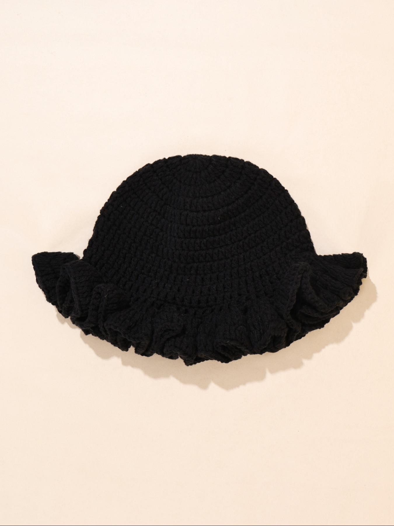Women's Solid Color Ruffle Knitted Hat, 13 Colors Available, Compact & Exquisite Design, Perfect for Vacations & Gifts