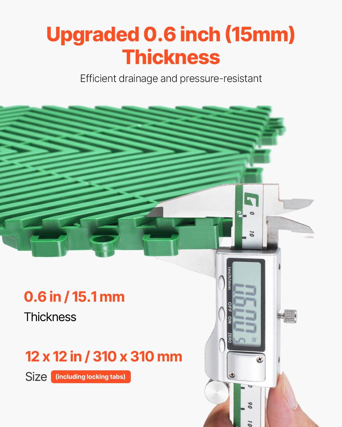 VEVOR Interlocking Drainage Mat, 50 Pcs Modular Interlocking Cushion, 12" x 12" Splicing Drainage Mats, Non-Slip Green PP Drainage Floor Tile and Shower Mat, for Garage, Garden, Kitchen & Outdoor VEVOR Interlocking Drainage Mat, 50 Pcs Modular Interlocking Cushion, 12" x 12" Splicing Drainage Mats, Non-Slip Green PP Drainage Floor Tile and Shower Mat, for Garage, Garden, Kitchen & Outdoor