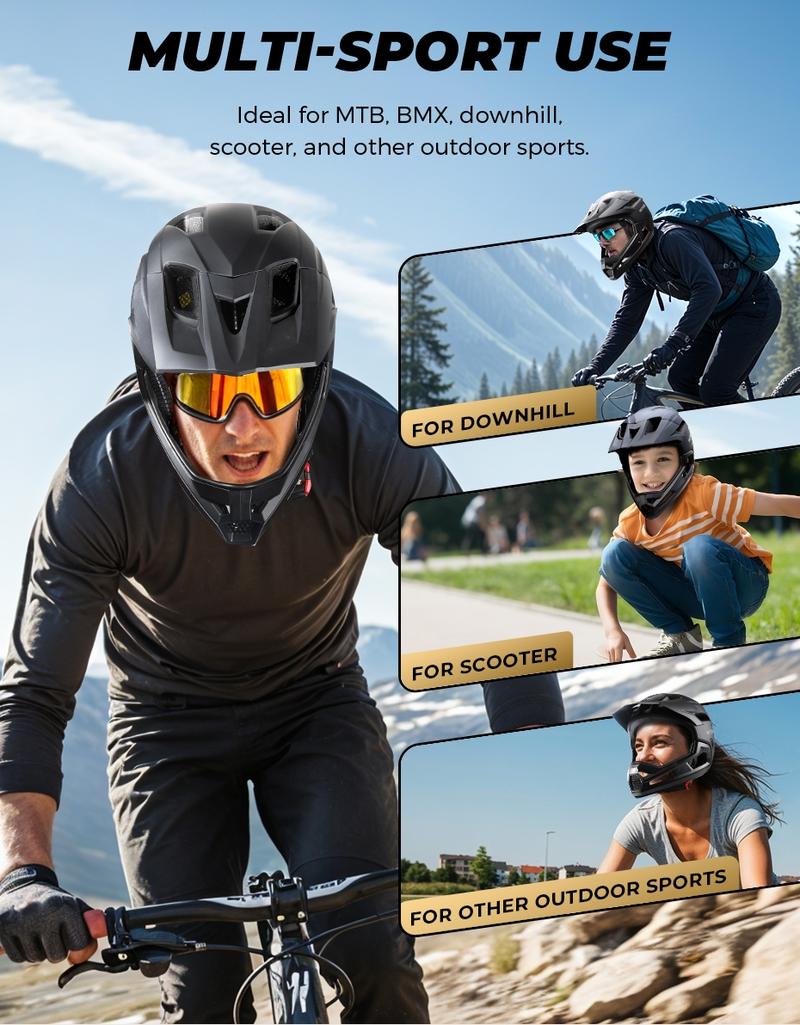 VICTGOAL Adult Detachable Mountain Bike Full Face Helmet, Men's Bicycle Head Protection, Off-Road MTB Safety Gear, Mbx Bmx Helmets, Motocross Helmet