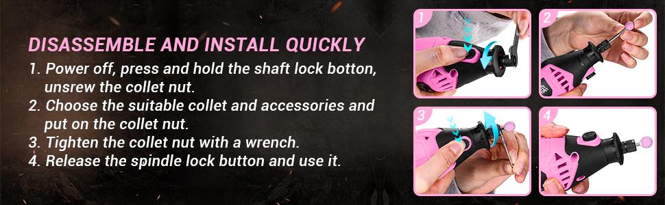 Rotary Tool Kit: DEKO 170W Mini Electric Handheld Engraving Tool For Wood/Metal, Electric Grinder Drill Set With Flex Shaft For Carving, Cutting, Sanding, Polishing, Grinding, And Engraving (Pink) Rotary Tool Kit: DEKO 170W Mini Electric Handheld Engraving Tool For Wood/Metal, Electric Grinder Drill Set With Flex Shaft For Carving, Cutting, Sanding, Polishing, Grinding, And Engraving (Pink)