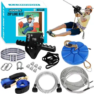 Zip Line Kit for Kids Adults 100FT Up to 380Lbs Quick Tighten Zipline for Backyard Outdoor with 100% Rust Proof Removable Trolley Seat Spring Brake