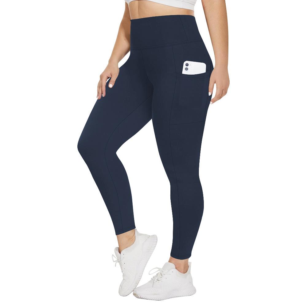 Plus Size High Waist Women's Yoga Pants, 4 Pack Comfortable Sport Slim High Stretch Black Navy Burgundy Grey Yoga Pants