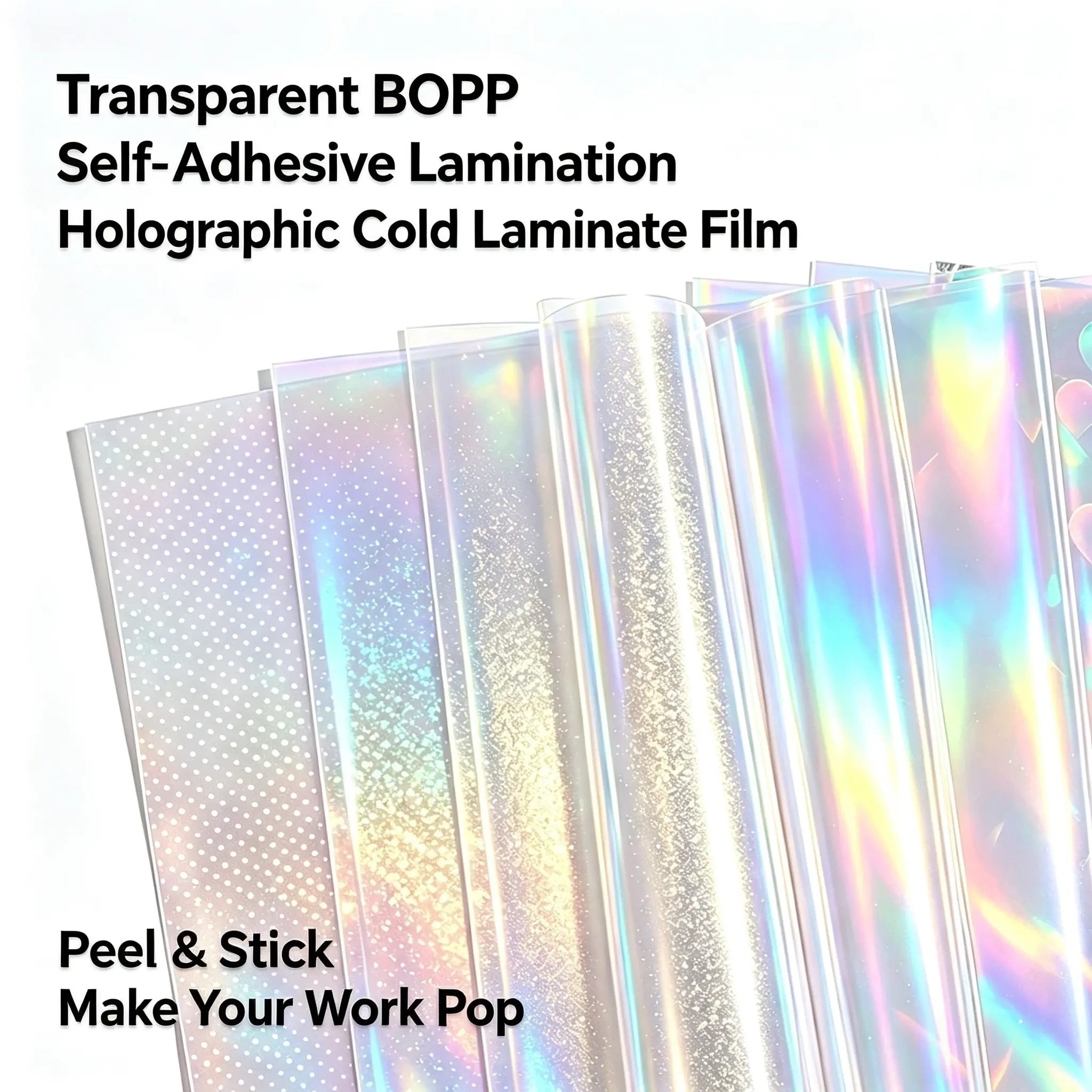 24 sheets of BOPP holographic laser cold laminating film, flash self-adhesive laminating film, waterproof and scratch-resistant, multi-texture styles, photo and specimen protective film, DIY handmade decorative sticker material