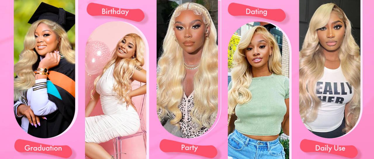 ITODAY 13X6 HD Lace Front Wigs Human Hair Wigs 613 Blonde Colored  180% Density HD Transparent 4/27 Honey Blonde Body Wave Lace Front Wigs Human Hair Pre Plucked 13x6 HD Lace Frontal Wig Glueless Wigs For Women 28 Inch