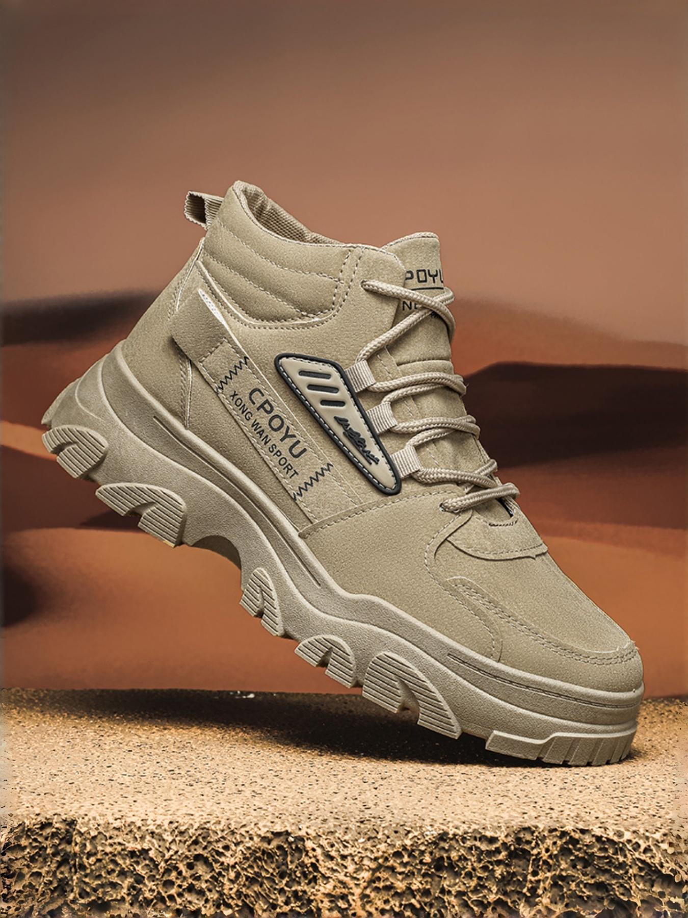 Mens Chunky Platform Work Boots | Waterproof Leather Ankle Boots | Urban Outdoor & Hiking Shoes