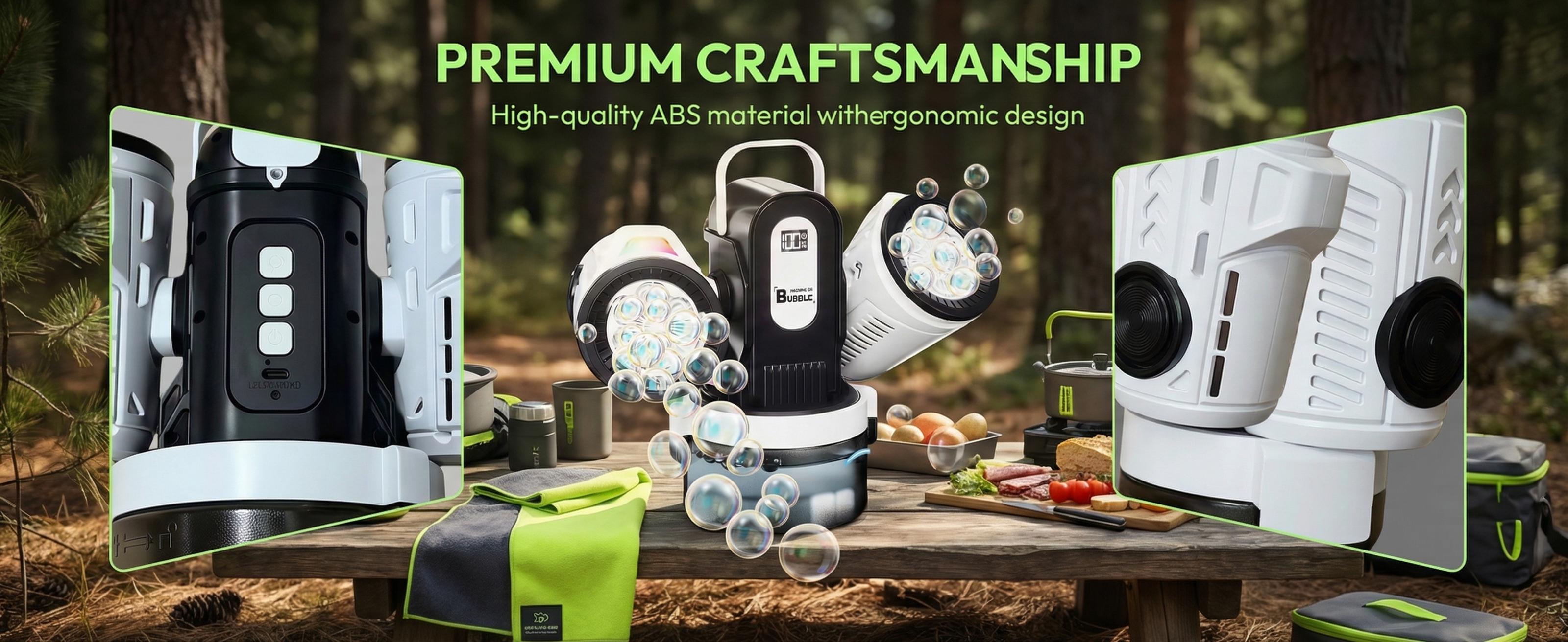 Dual-Head Remote Control Bubble Machine RGB Lights Rechargeable  Rotation Large Bubbles 50ML Concentrate Makes 500ML For Weddings Parties Camping Proposals Festivals Gift For Kids Ages 3+