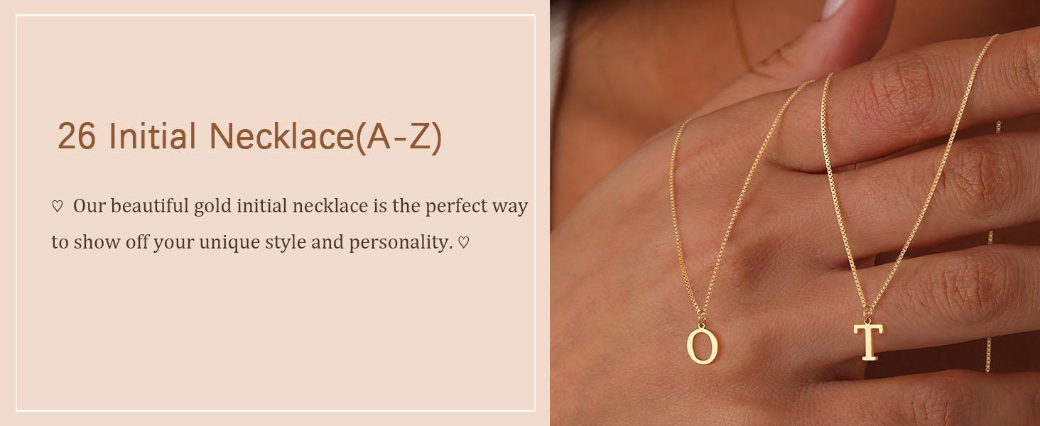 Tewiky Initial Necklaces For Women Girls Dainty Letter Necklace Tiny A-Z Pendant Choker Necklace Trendy Cute Personalized Name Necklace Jewelry Necklace For Teen Girls Gift For Valentine's Day