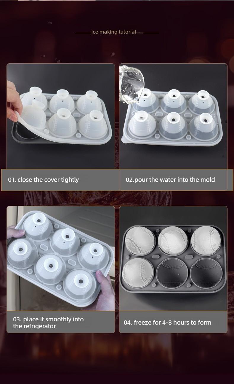 3D Baseball Ice Tray – Food-Grade Silicone Ice Mold, Reusable & Easy Release, Beer, Soda & Party Drink Accessory, Summervibes