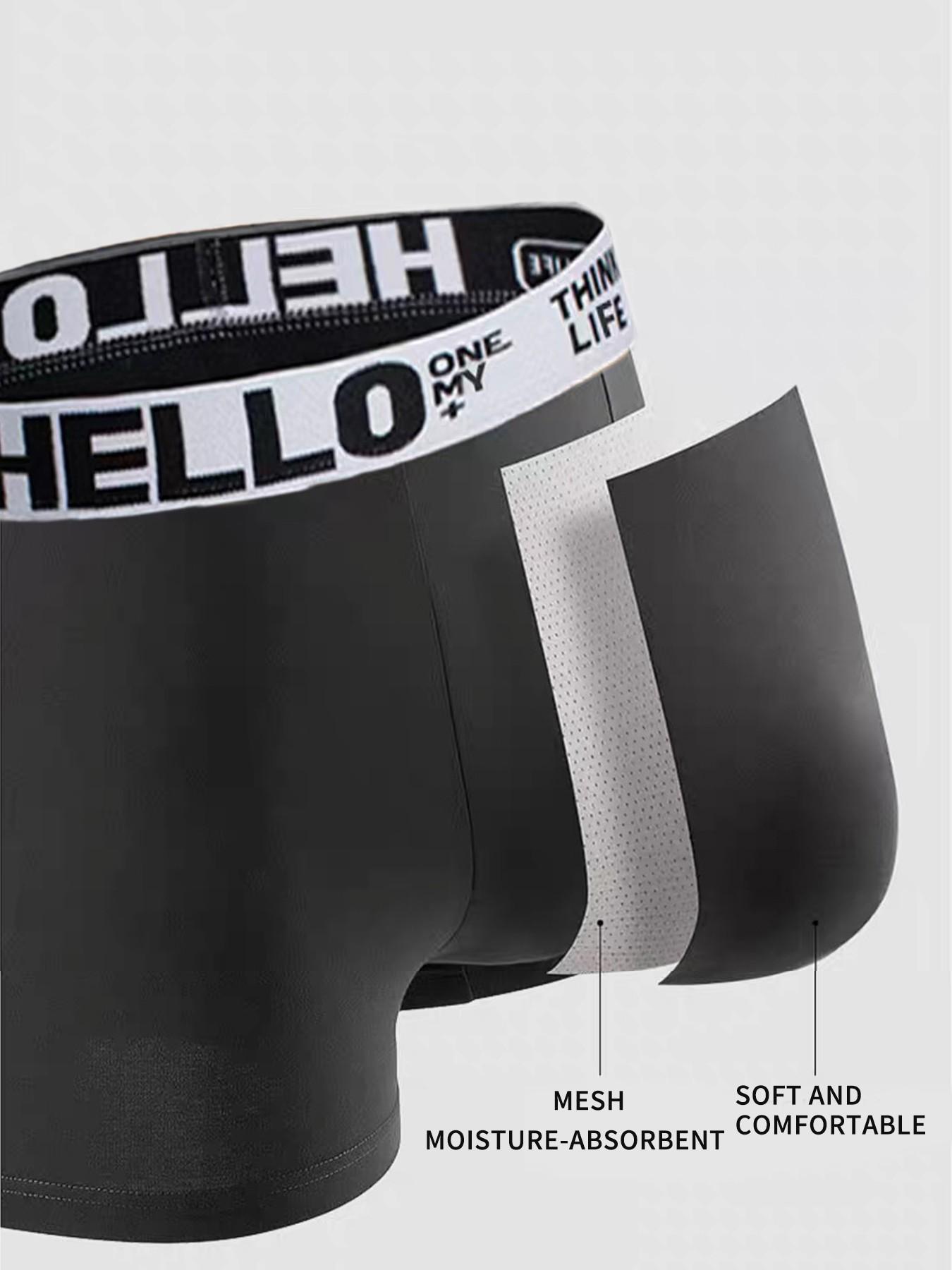 Men's Comfortable Casual Briefs Set, Soft Elastic Non-Tight Fit Underwear, Fashionable Simple Design, 5 Pieces Pack