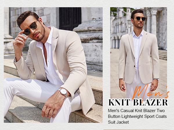 COOFANDY Men's Casual Knit Blazer Two Button Lightweight Sport Coats Suit Jacket COOFANDY Men's Casual Knit Blazer Two Button Lightweight Sport Coats Suit Jacket