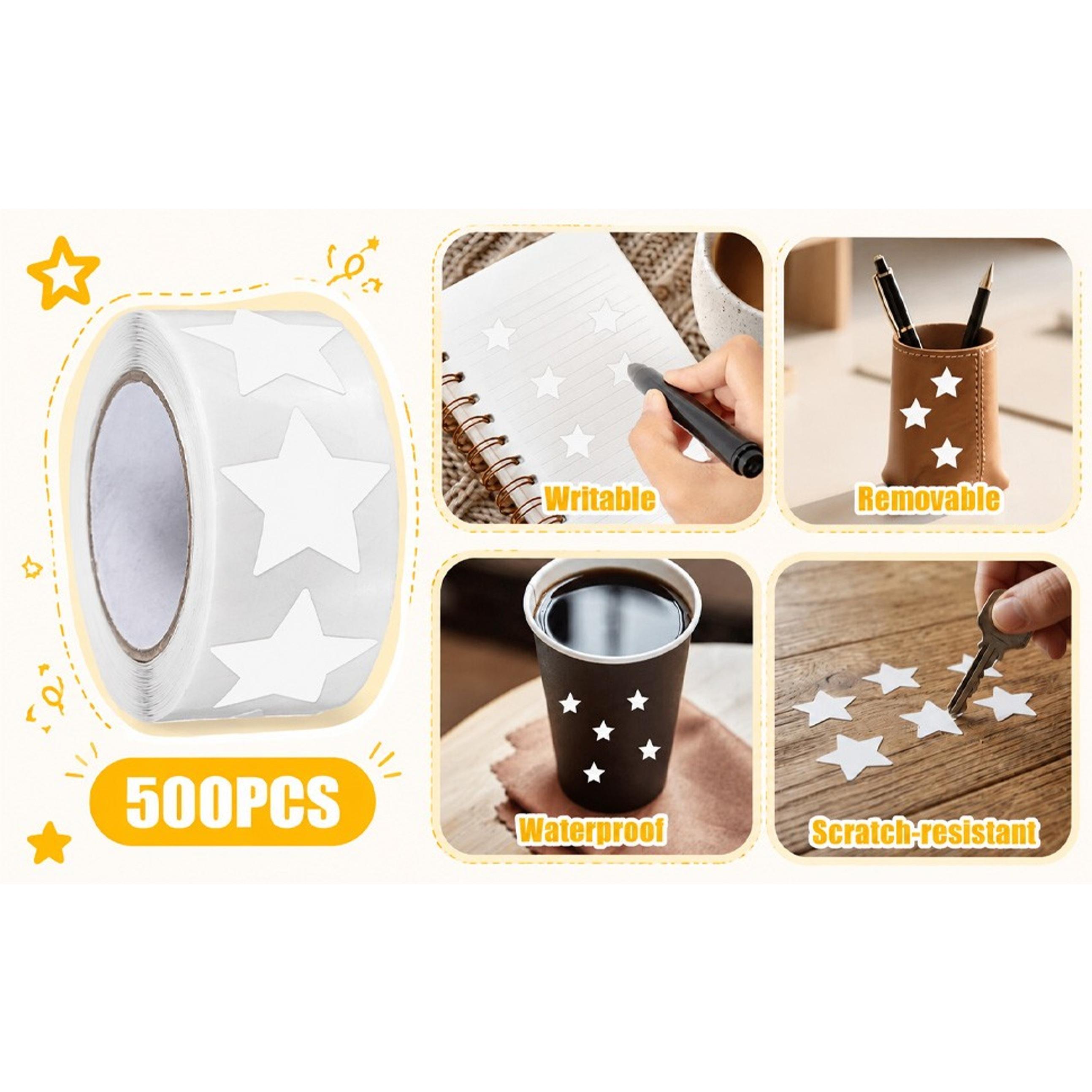 White Star Stickers Roll, 500 PCS Small Star Stickers 1 Inch Self-Adhesive Stars Labels, Waterproof Removable Stars Labels for Reward Children Teacher Business Crafts