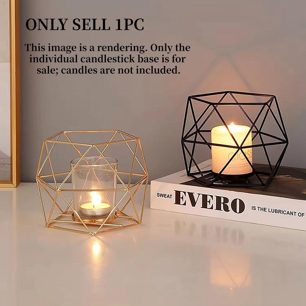 Creative Geometric Candlestick Base, Iron Art Material, Aromatherapy Candle Base, Decorative Candlestick Ornament for Table, Bar & Restaurant, Home Decoration