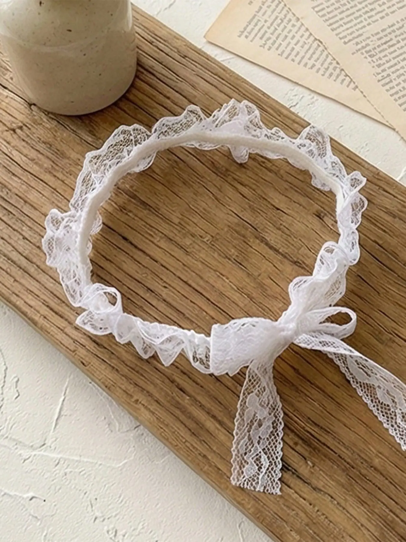 1pc New Korean Style Minimalist Elastic Lace Bow Leg Garter, Cute Thigh Chain for Girls, Fashionable Accessory, All Seasons