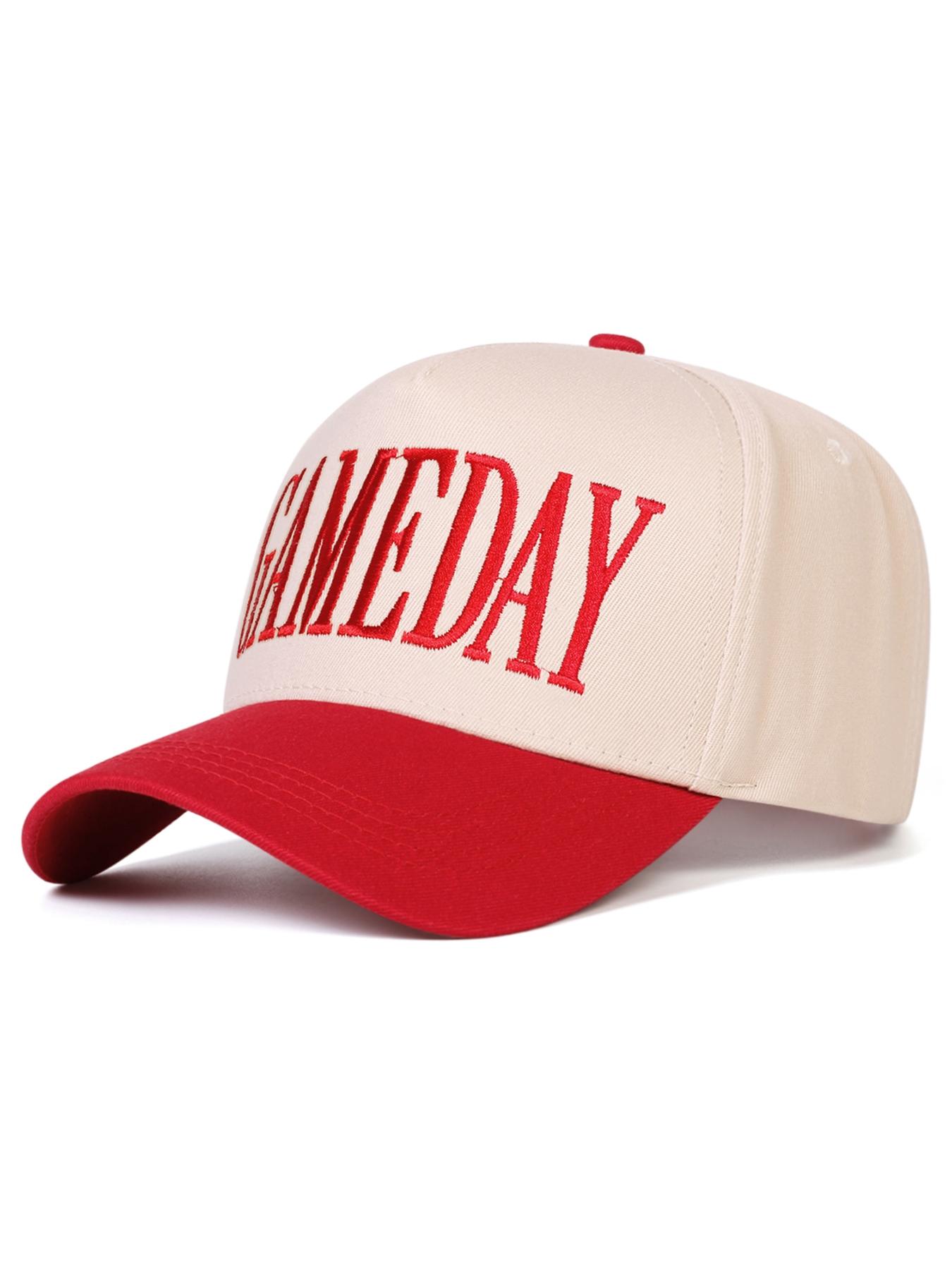 Unisex Gameday Embroidered Artistic Baseball Cap, Adjustable Sun Protection Hat for Spring & Fall, Casual Outdoor Travel Beach Vacation Wear