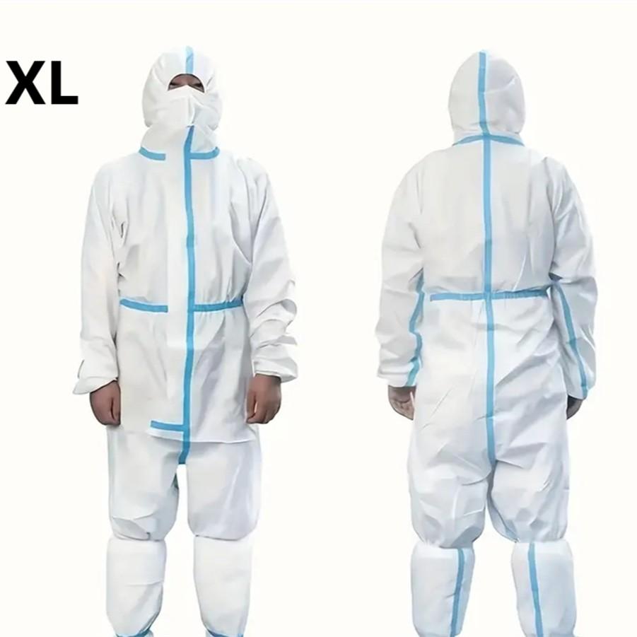 Disposable Protective Suit with Hat, Elastic Cuffs, Waterproof Anti-Tear Waist and Ankle, 65g/m² Polypropylene, Ideal for Painting, Cleaning, Industrial Tasks