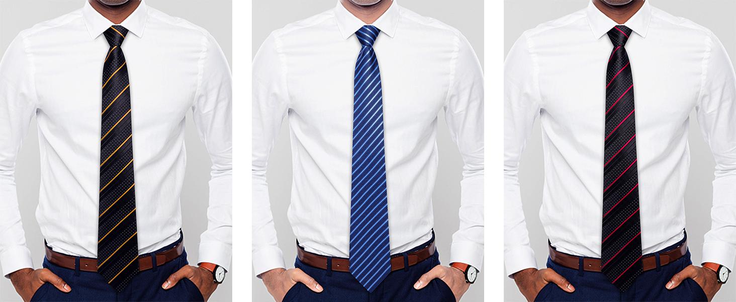 63 inches Extra Long Ties for Big and Tall Men Mens Necktie and Lapel Pin Clips Handkerchief Cufflinks Business