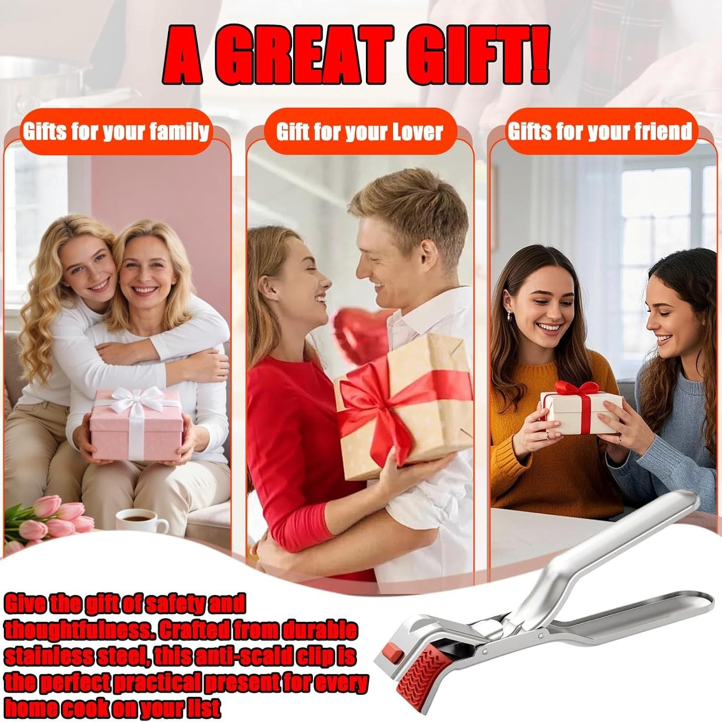 2pcs Anti Scald Stainless Steel Clamp for Pizza Pan Oven Air Fryer Heat Resistant Non Slip Grip for Housewives Renters Young Adults