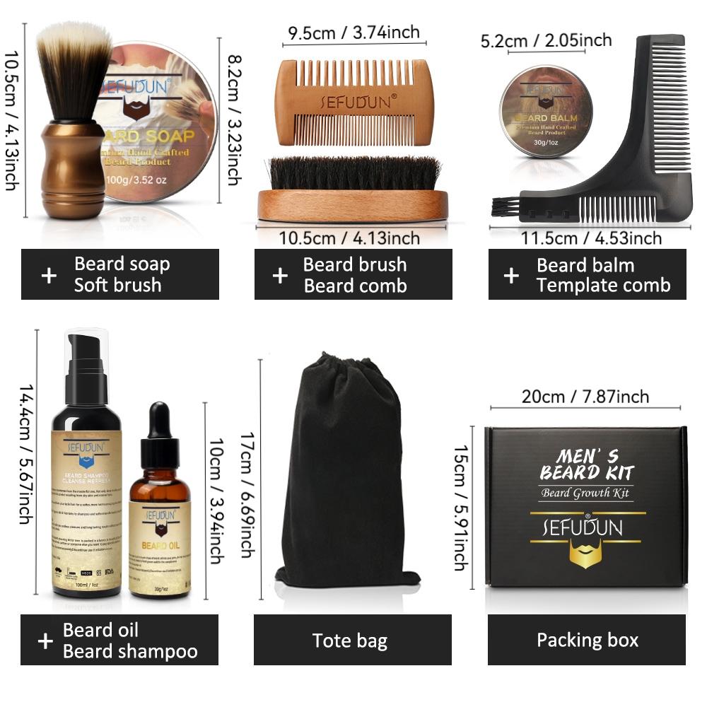 Men's Christmas Beard Care Kit, Beard Care Accessories, 9-Piece Hair Styling Tools Set, Perfect Gift for Men, Festive Holiday Grooming Essentials