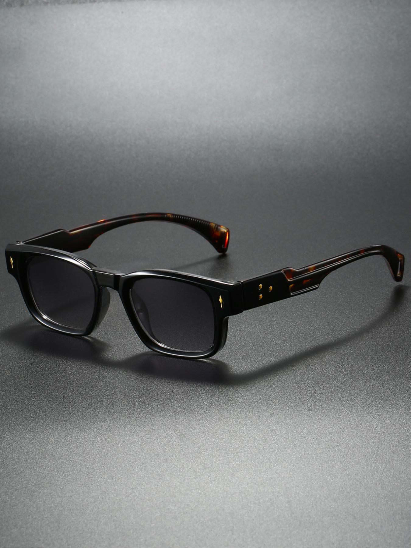 Men's Fashion Eyeglasses Frame, Square Frame Glasses, Classic Style Arrow Design, Trendy Rivet Decoration, Vintage Look, New Arrival, Stylish Eyeewear, Square Frames Eyeglass, Square Frame Eyewear, Casual Stylish Glasses