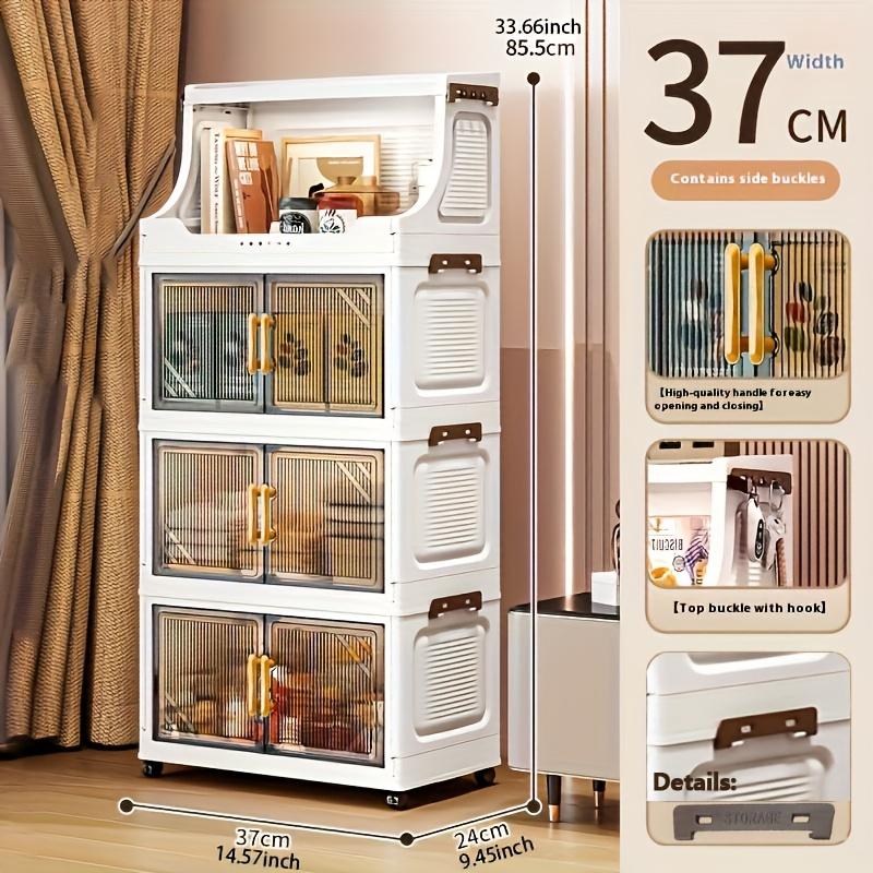 1pc Multifunctional Foldable Storage Cabinet - Heavy-duty Plastic Storage Box with Open Shelves, Space-saving Foldable Design, Suitable for Living Room, Bedroom, Kitchen, Office - Ideal Gift for Home Organization and Small Spaces, Cabinet Storage