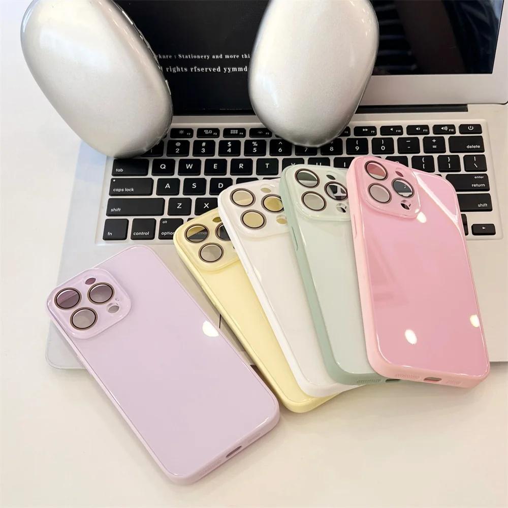 Luxury AG Glass Candy Color Phone Case For iPhone 17Air 17 16 15 14 13 12 11 Pro Max Full Lens Camera Protective Shockproof Back Cover