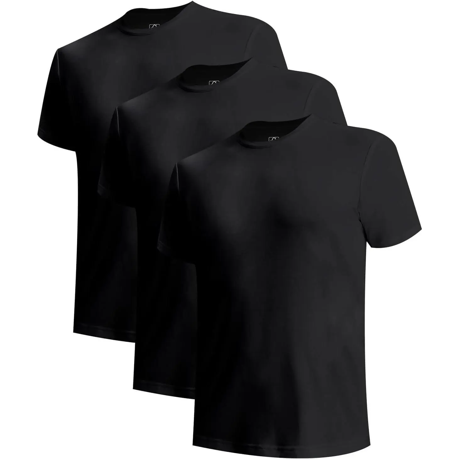 Men's Crewneck Undershirts 3 Pack Soft Breathable Slim Fit Tees | Fitted Crew Neck T Shirts for Men, Plain White Black Undershirts, Short Sleeve Stretch Slim Fit Tees for Big and Tall