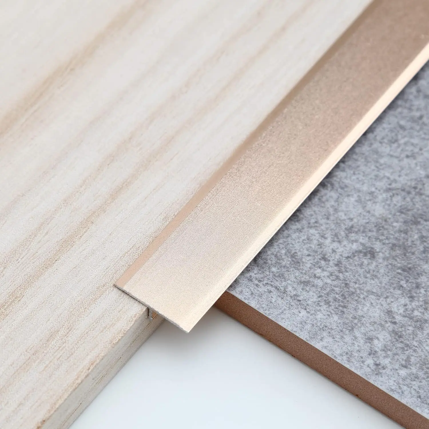 3Pcs Aluminum T Molding Trim & Floor Transition Strips, Flat Divider Strip for Door Threshold and Joining Flooring Gaps of Laminate Planks Tile (2.9Ft x 0.8In, Matte Gold)