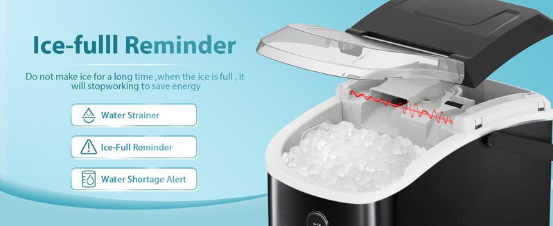 Antarctic Star Nugget Countertop Ice Maker with Soft Chewable Pellet Ice, Pebble Portable Ice Machine, 34lbs Per Day, Self-Cleaning, Sonic Ice, One-Click Operation, for Kitchen,Office Stainless，Steel&Black，Modern Utensils